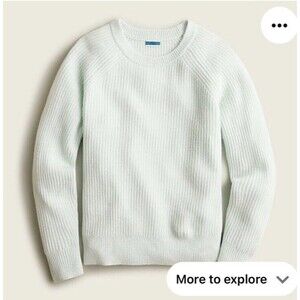 J Crew Women’s Ribbed Cashmere Crewneck Sweater Medium Pale Mint Green